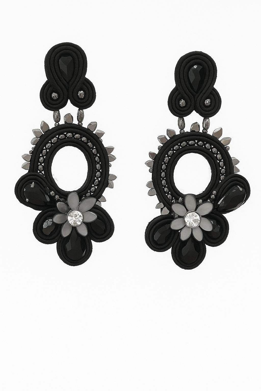 Black Bloom Statement Earrings