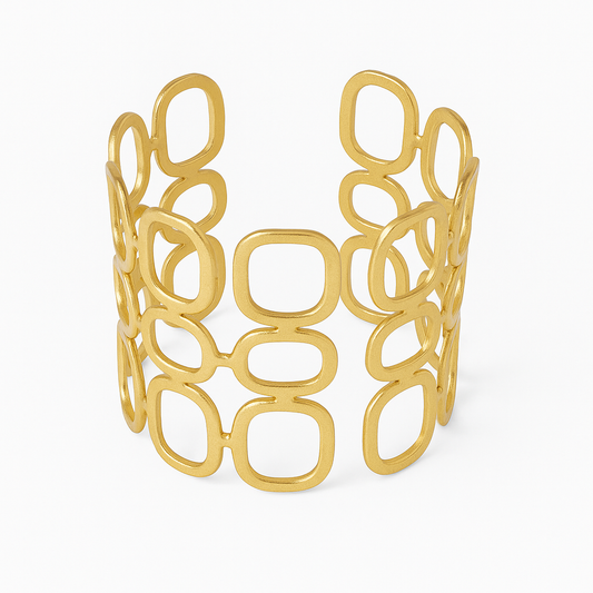 Χρυσό Cuff Βραχιόλι με Γεωμετρικό Design