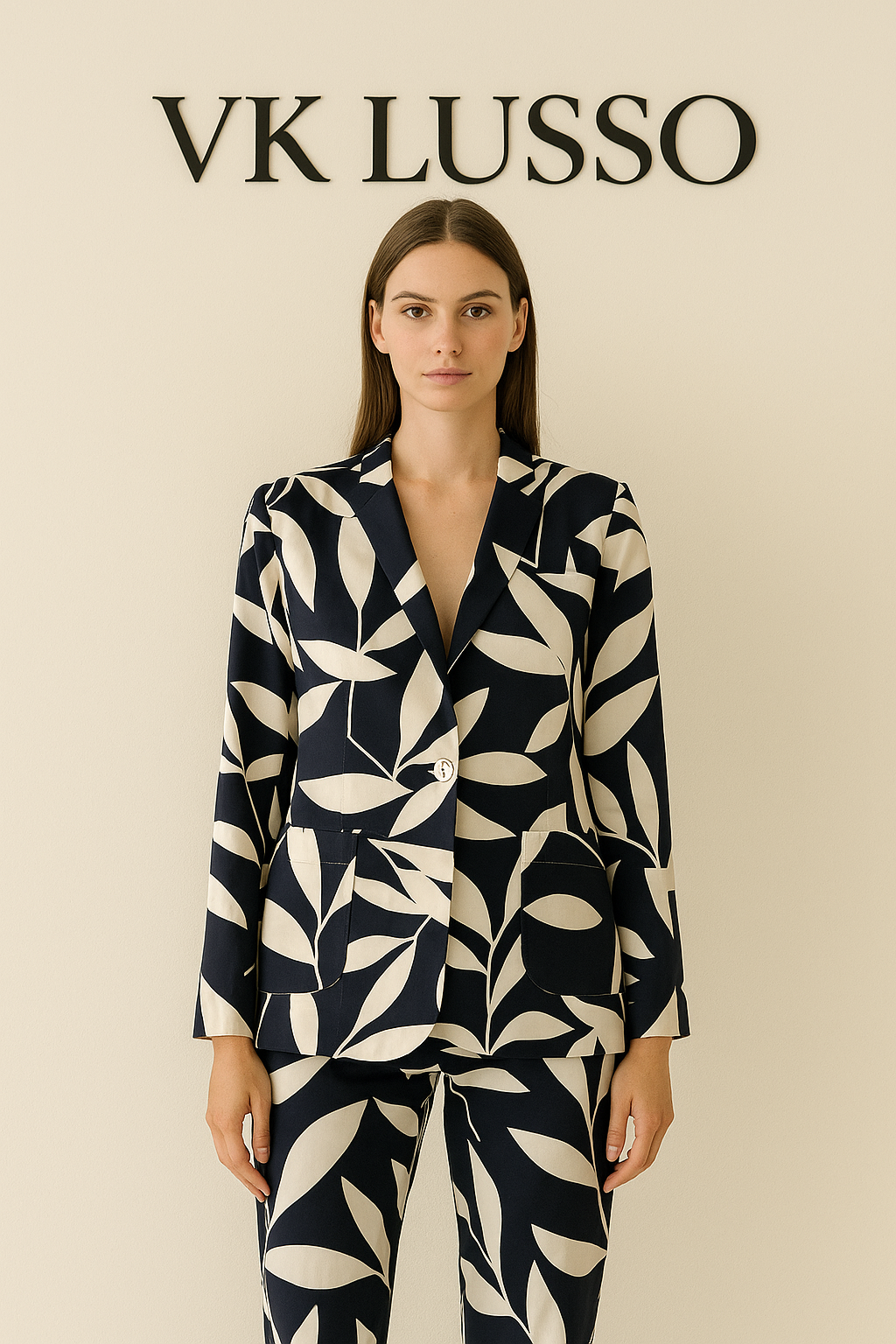 Navy Leaf Statement Suit