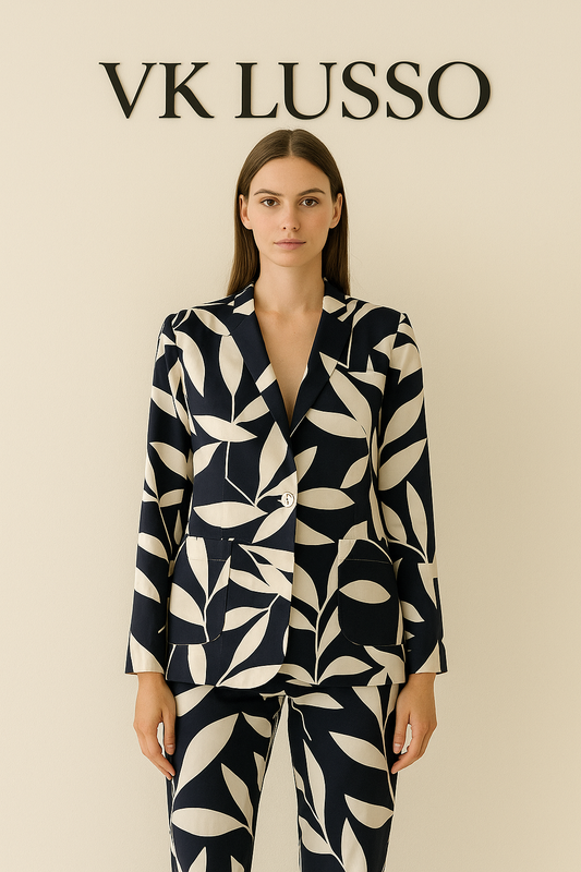 Navy Leaf Statement Suit