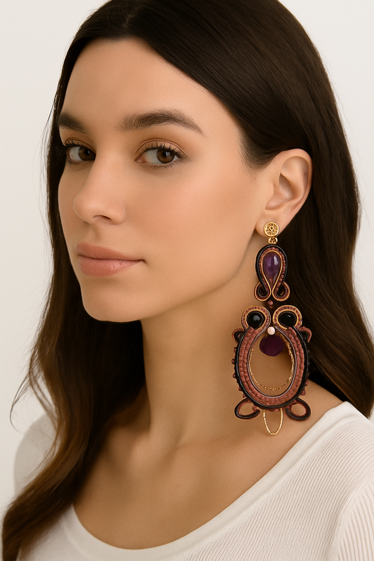 Noir Amethyst Hoops